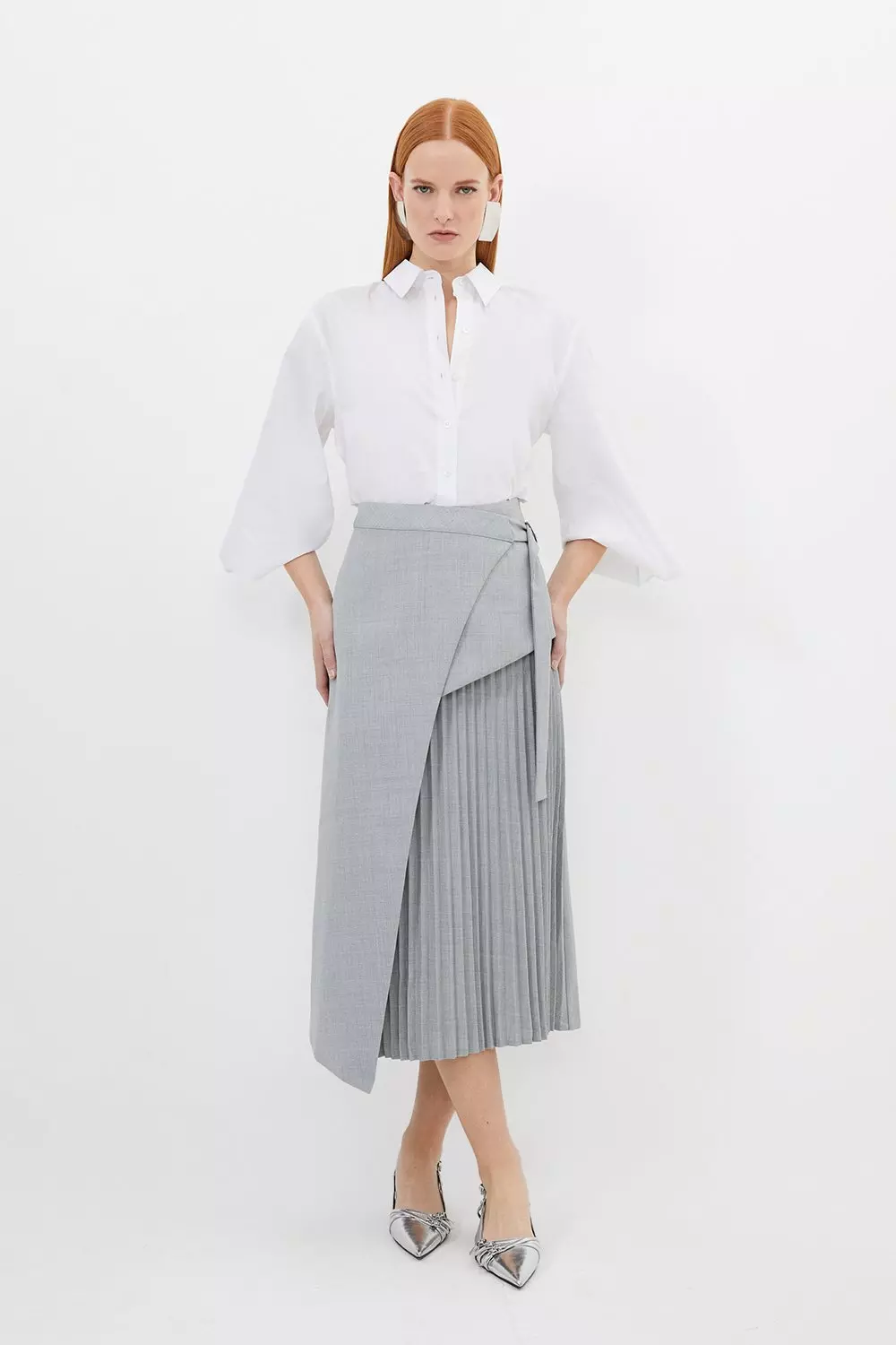 Grey pleated skirt outlet xl